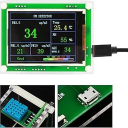 5V Air Quality Monitor, Air Pollution Detector Meter Sensor Tester with 2.8" TFT Screen for Monitoring PM2.5 Temperature Humidity and Air Particulates for Indoor/Outdoor, defult, default-12