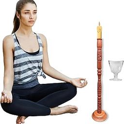 The Yogis Wooden Yoga Trataka Candle Stand for Opening Third Eye Meditation with 1 Eye Wash Cup-image-1