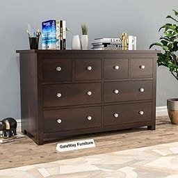 Sheesham Wooden Chest of Drawer with 8 Spacious Drawer Storage for Elegant Living Room Storage - Chest of Drawers Wooden Drawer Cabinet for Bedroom Home Decor (Aydin Walnut Finish)-image-88