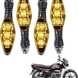 Miwings Universal Motorcycle Bright LED Amber Turn Signal Light Indicator Brake Lamps For Hero Super Splendor (4.Pcs Amber Color Indicator)-image-63