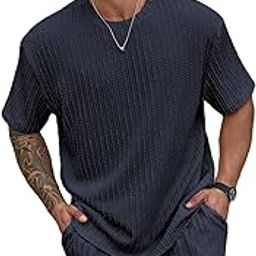 Men's Jacquard Short Sleeve Crewneck Summer & Winter T Shirt & Shorts Set || Night Suit for Men || Men 2 Piece Outfits || co ords Set || Night Suit-image-82