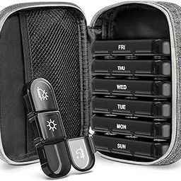 Frizty weekly pill organizer 3 times a day, portable travel pill box 7 day with large compartments moisture-proof pill case for vitamin, Medicine, pills (Medicine Organizer Box With Grey Canvas Bag)-image-82