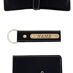 Customized Faux Leather Men's Wallet, Keychain and Sunglass Cover Set (Black) | Personalised Name Wallet Combo for Men | Gift for Him (Pack of 3)-picture-9
