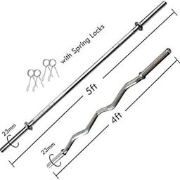 Hashtag Fitness Straight Rod(5ft, 23mm) & EZ CURL BAR(4ft, 23mm) with Spring Locks-image-36