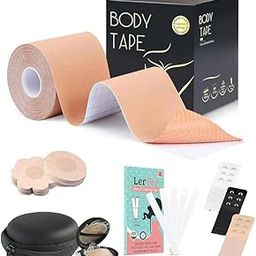 Boob Tape Kit - Breathable Instant Boob Tape with 10 Nipple Pasties for Fashion, 50 Strips Double Sided Fashion Body Tape for Women Clothes,1 Pair Reusable Nipple Cover Reusable for Women Nude-image-40