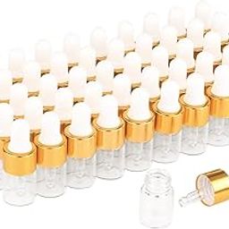 Wresty 50 Pcs Clear Glass Dropper Vails 2Ml Mini Essential Oils Sample Dropper Bottles For Traveling Essential Oils Perfume Cosmetic Liquid, With 2 Pcs Dropper-5