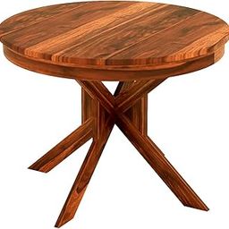 Sheesham Wood Round Dining Table 4 Seater Set - Home Dining Room Furniture, Honey Finish-image-75