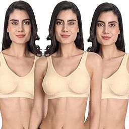 Women's Cotton Non-Padded Non-Wired Ful Coverage Sports Bra Pack of 3-image-93