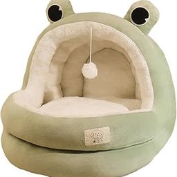 LOOM TREE Cat Bed Cave Non Slip Bottom Wear Resistant Indoor Cats Semi Closed Cat Nest Large Green-image-27