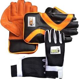 Ibex College Wicket Keeping Gloves Combo with Black Inner Gloves Wicket Keeping Gloves (Men, Orange, Black)-image-87