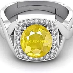 sidharth gems 4.00 Ratti 3.00 Carat Yellow Sapphire Stone Silver Plated Adjustable Ring Original and Certified Natural Pukhraj Unheated and Untreated-picture-31