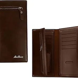 kraptick Multi-Functional Long Wallet – PU Leather Wallets for Men, Multi-Cards Slot Stylish with 3 Fold Design & Zipper Bag, Premium Men’s Wallet (Dark Brown)-picture-0