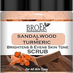 BROER Naturals Sandalwood & Turmeric Face & Body Scrub for Glowing Skin, Tan Removal & Oil Control | Natural Exfoliator for Men & Women | Paraben-Free, Sulphate-Free – 100g-15