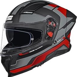 Helios Asphalt Full Face ISI and DOT Certified Helmet with Dual Visor MATT Black & Grey RED - M-image-95