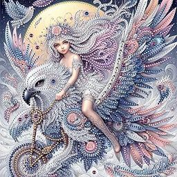 CRETELIYA 5D Diamond Painting Kit,Dance with Butterfly, Rhinestone Extremely Shiny Diamond Painting Art, Abstract Style Room Decoration (30Cm X 30Cm) (Lady Bird Rider)-image-6