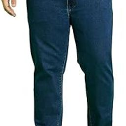 Men's Plus Size Solid Dark Blue Jeans-image-1