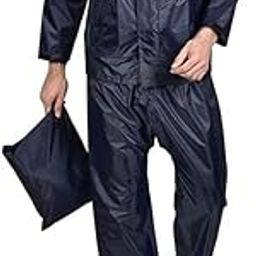 Premium 2 pc Raincoat for Men and Women. Bikers Unisex Rainsuit for rain protection, Waterproof. (Dark Blue, XL)-31
