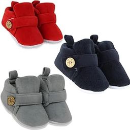 Set Of 3 Pair Baby Boys & Girls 6 To 12 Months Velvet Booties-BT785andBT786andBT787-image-60