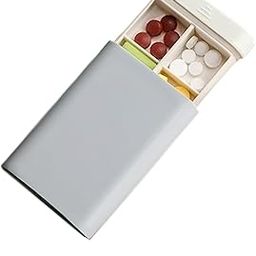 Pill Organizer Traveling Container Box with 6 Compartments Moisture Proof Small Pill Box for Pocket Purse Daily Pill Case Portable Pill Container Vitamin Fish Supplement (Grey)-11