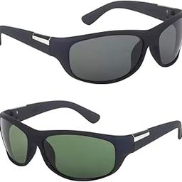 Wrap Around Day Driving Sunglasses | HD Vision Glasses For Car Driving, Bike Riding Black & Green Lenses-Combo pack-picture-52