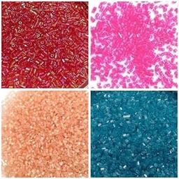 Saree Aari Work Glass Tube Beads Combo of 4 Colors. Bracelet,Jewellery, Saree,Blouse Making DIY Kit. Red, Pink, Blue,Peach in DB Home Needs-image-0