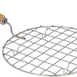 ServEzee Round Barbeque Jali Roti Roast Grill Papad Roaster Chapati Toast Grill Wooden Handle paneer tandoor net-image-32