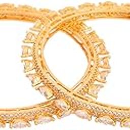 Sparkling Elegance Gold Cz Adorned Bangles-image-71