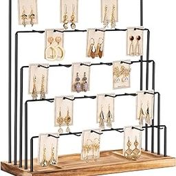 Arts Of Bazar® 360° Rotating Jewellery Display Stand with Wooden Base, 3-Panel Earring Holder Organiser, Black Metal Frame (D3)-image-91