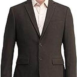 Men's Brown Self Design Notch Collar Long Sleeve Formal Polyester Slim Fit Blazer-image-30