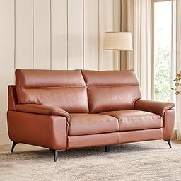 Home Centre Aprilla NXT Half Leather 3-Seater Sofa - Tan-image-14