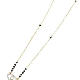 Traditional Gold Plated Short Mangalsutra | 18 Inch Black Beaded Chain | American Diamond for All Occasions-image-90