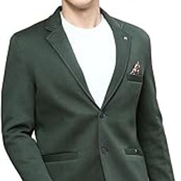 Men's Notched Lapel Solid Green Single-Breasted Blazer-AR-49_Green-image-11