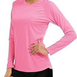 Women's Long Sleeve Shirts UPF 50+ Sun Protection Shirts for Hiking Fishing Workout Rash Guard, Rose, Medium-image-7