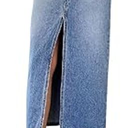 High Waist Denim Skirt for Women – Long Straight Fit Skirt's with Side Slit | Summer Casual Look for College-image-47