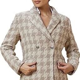 Women Taupe Checked Casual Regular Length Coat-image-41