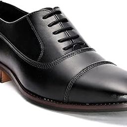 Men's Handcrafted Formal Shoes with TPR Sole/Solid Comfortable Cushioned Footbed Shoes for Office, Party and Wedding/Lightweight and Comfortable Oxford Lace Up Shoe - 6 (Black)-image-2