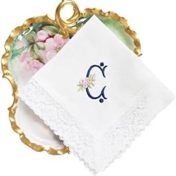 Shree adodhya women/hankerchief with alphabet C embroidery,white colour and cotton handkerchief set of 2.-image-37