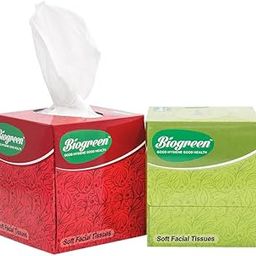 Biogreen Soft Facial/Face Tissues, 2 Ply 80 Pulls Each Box - Pack of 2 | square facial tissue | Cube Facial Tissue Box-picture-22
