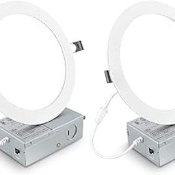 Elaruslux - 2 Pack 7 Inch 6000K Ultra Thin LED Light with Junction Box 18W Eqv 125W Dimmable Downlight Without Gray 1600LM High Brightness-image-0