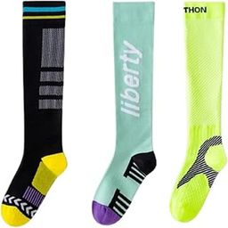 Compression Calf Socks for Women, Athletic High Performance, Breathable Sports Support, 3 Pairs-21