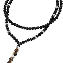 Fashion Casual Tiger Black Onyx Necklace for Men 8mm Beaded Necklace with Compass for Men Healing Natural Gemstones Jewellery-picture-25