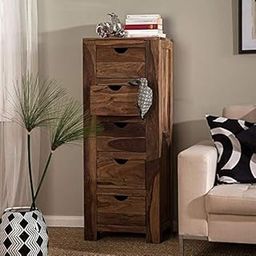 Osian Art Chest of Drawer for Bedroom Wooden Cabinet with 5 Drawers Cabinet for Kitchen & Living Room Hall (Sheesham Wood_Brown)-13