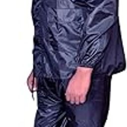 Water Resistant Semi-nylon Raincoat with Pant, Black & Navy Blue-picture-26