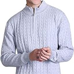 Men High Neck Zipper Full Sleeve Woolen Cable Knitted Winter Sweater-image-90