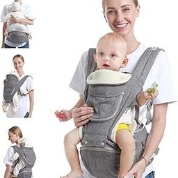 Suicune Baby Carrier with Hip Seat,Ergonomic M Position 6 in1 Baby Carrier Newborn to Toddler,Head Support and Breathable Mesh Newborn Carrier,Adjustable Baby Carrier-image-104