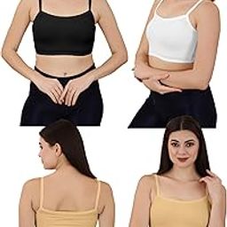 Women's Seamless Sports Bra,Comfortable Wide Straps,Art Women's Cottton Non Padded Non-Wired T-Shirt Bra Magical Bra (Free Size),Nude Pack of 4,Nude Black,Beige,White,Beige-9