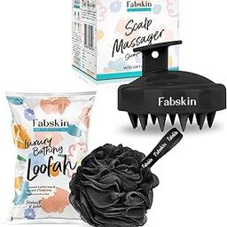FABSKIN Loofah for Bathing & Scalp Massager Shampoo Brush Combo For Men & Women | Black-16