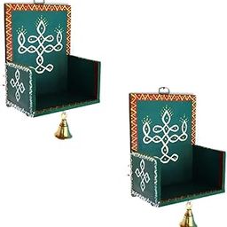 Mada Vilakku | Vilakku Madam for Home Pair 2 Piece| Wall Mounted Diya Stand with Brass Bell | Vilakku Madam for Home | Traditional Diya Stand for Diwali-image-42