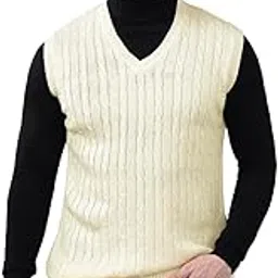 cantabil Self Design V-Neck Sleeveless Regular Fit Mens Casual Sweater | Casual Sweater for Men | Mens Sweater for Winter Wear (P_MSWT00131)-picture-16
