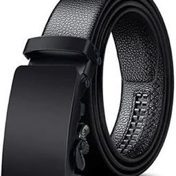 Men's Faux Leather Belt Automatic Buckle (Black;Free Size) (Pack of 1)-9